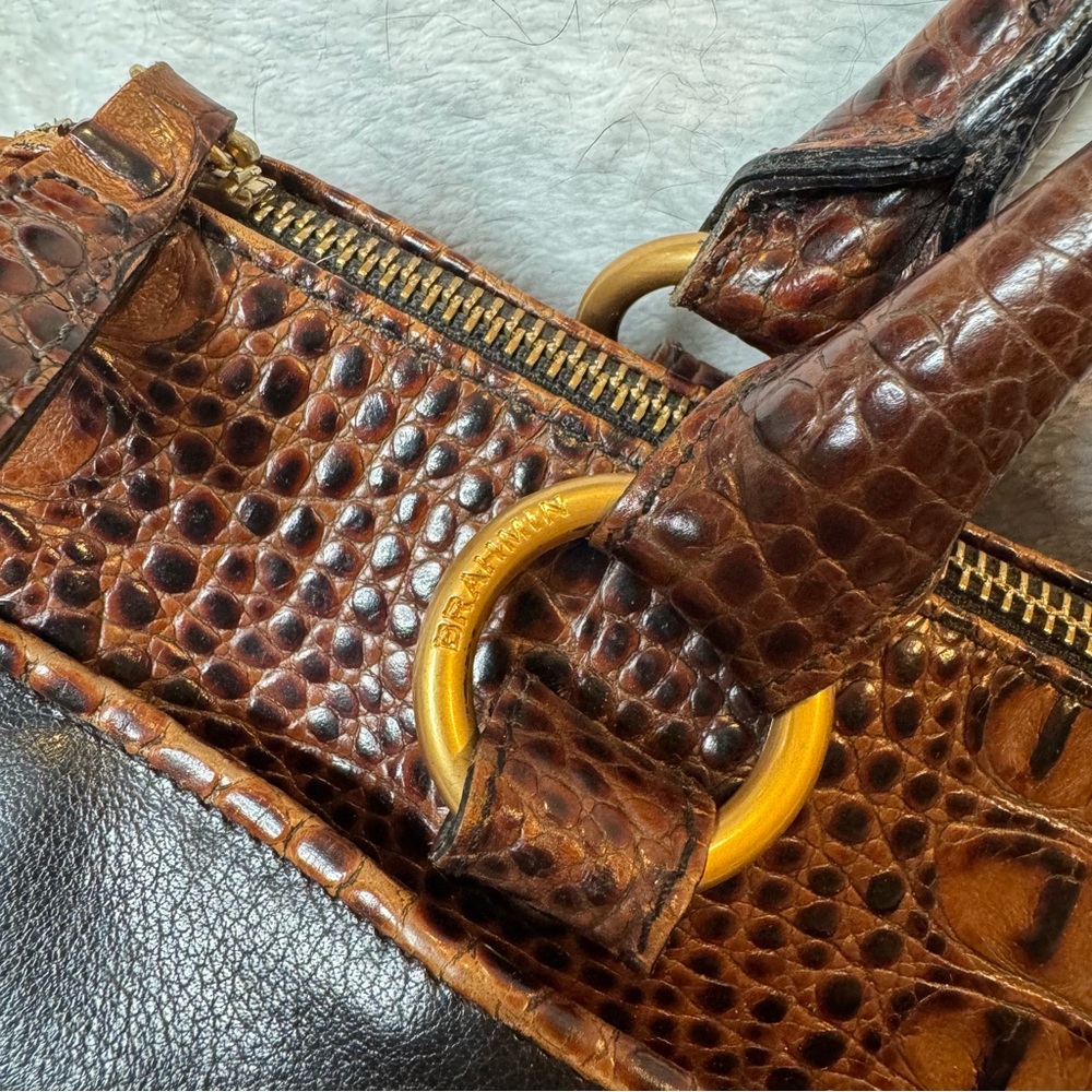 Brahmin vintage Tuscan crocodile black brown leather bag purse - Picture 4 of 14
